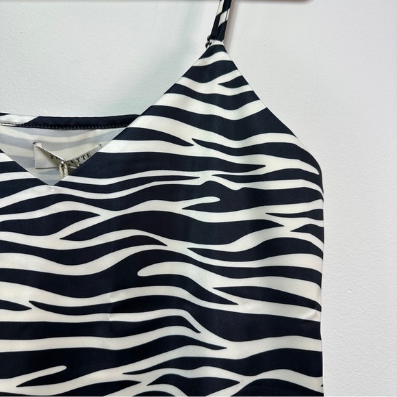 Brunette The Label Silky Satin Zebra‑Print Cami – Black & White Animal Print - Picture 3 of 9